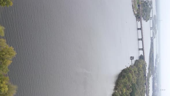 Vertical Video Aerial View of the Dnipro River  the Main River of Ukraine alt