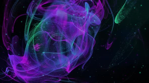 Magic 3d Background With Flying Glowing Colored Particles In The Outer Space