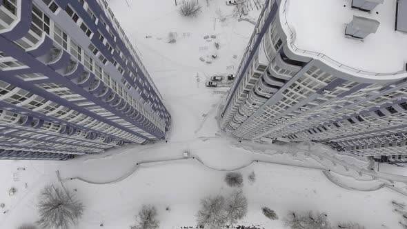 Taking the Building From the Air Overhead View. alt