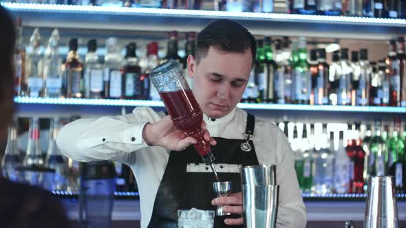 Young Handsome Barman in Bar Interior Mixing Alcohol Cocktail alt