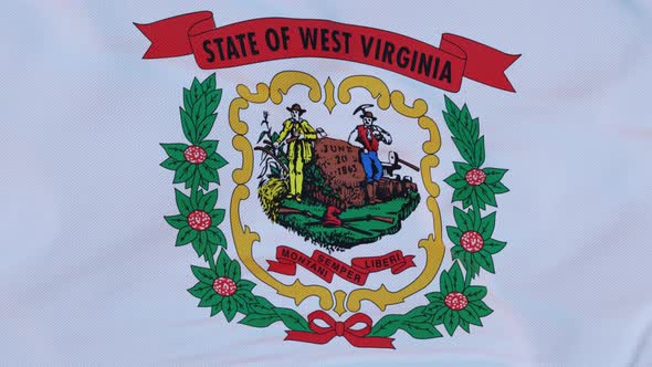 Flag of West Virginia State Region of the United States Waving at Wind alt