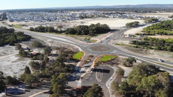 Aerial View of a Quiet Roundabout in Australia