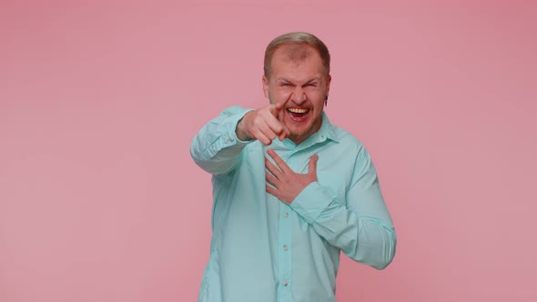 Man Pointing Finger to Camera Laughing Out Loud Making Fun of Ridiculous Appearance Funny Joke alt