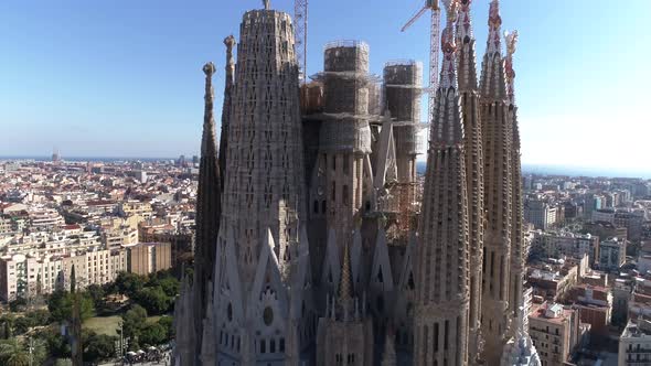 Barcelona Sagrada Familia Cathedral Aerial View alt