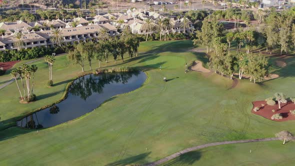 Flight over "Las Americas" golf course, Playa de las Americas, Tenerife, Spain alt