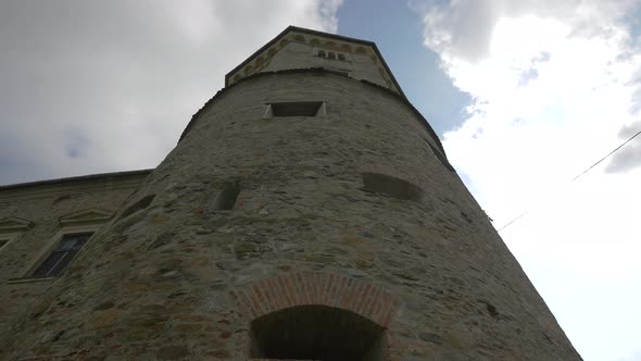 Low angle view of a stone tower alt