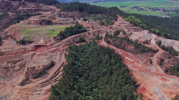 Aerial view over Falconbridge Dominicana a mine and process plant in Bonao,Dominican Republic alt