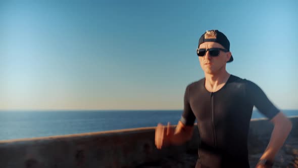 Triathlete Running,Sprinting Endurance Workout Training.Jogger Fitness Sport Run. alt