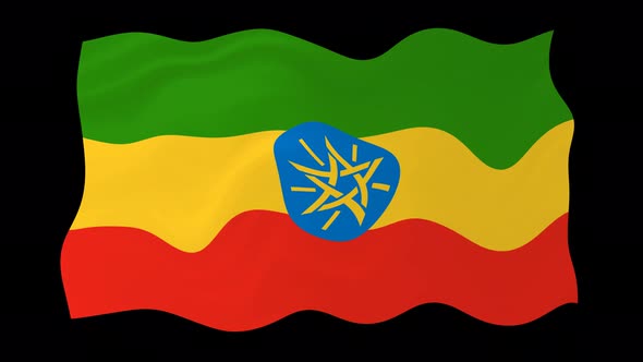 Ethiopia Waving Flag Animated Black Background