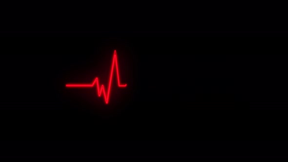 Abstract seamless line heart beat. 4k video animation of pulse heart rhythm. Video animation alt