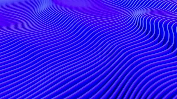 Animation of Wave Movements of Blue Geometric Lines. Seamless