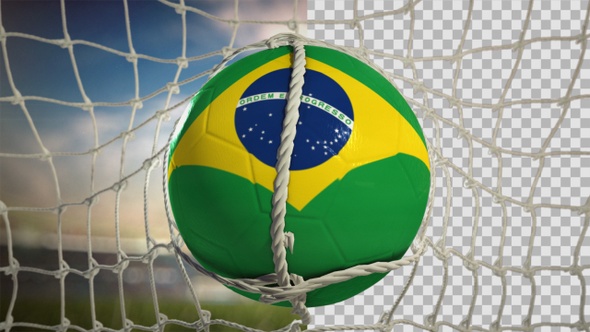 Soccer Ball Scoring Goal Day Frontal - Brazil