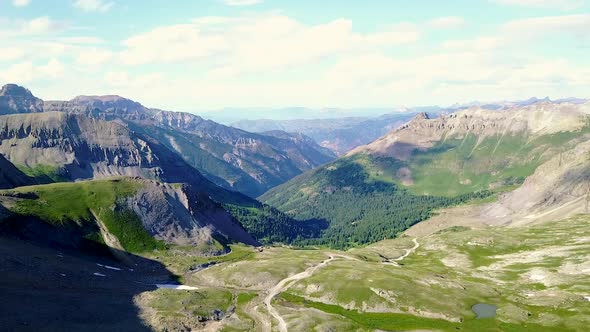 Aerial View of Drone Flying High Up In The Colorado Rocky Mountains On a Sunny Day