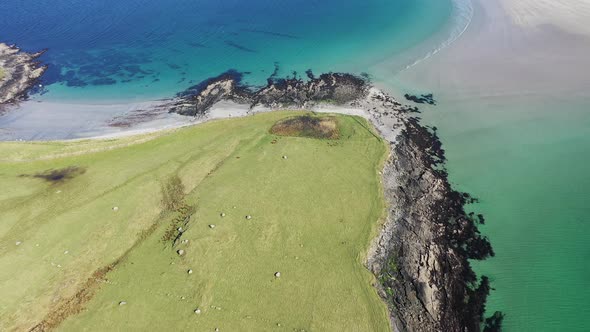 Aerial View of Inishkeel Island By Portnoo Next to the the Awarded Narin Beach in County Donegal alt