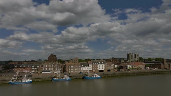 King's Lynn Quay Boats River Great Ouse Aerial View