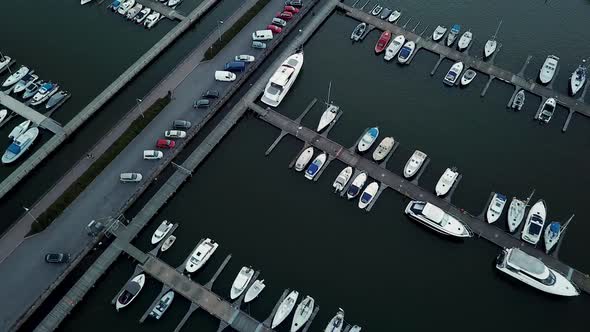 Aerial View To the Luxe Sailboats in Maritime Station and Yacht Club alt