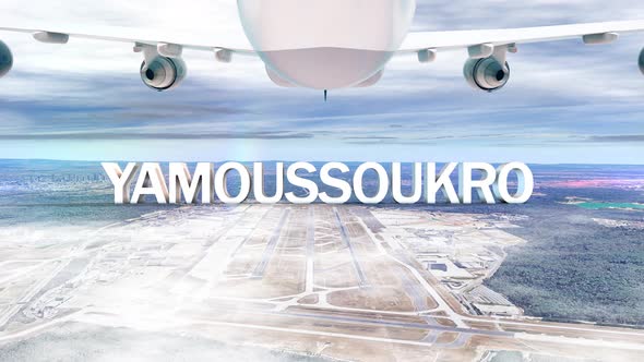 Commercial Airplane Over Clouds Arriving City Yamoussoukro