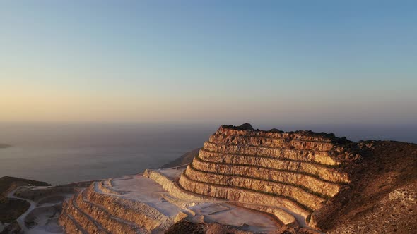 Aerial View of a Gypsum Quarry Mine on the Coast of Crete, Greece