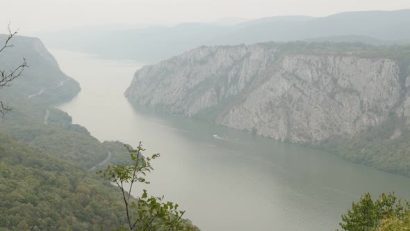 Famous Danube gorge by the day 4K 2160p 30fps UltraHD footage - Narrowest point of big river flow 38 alt