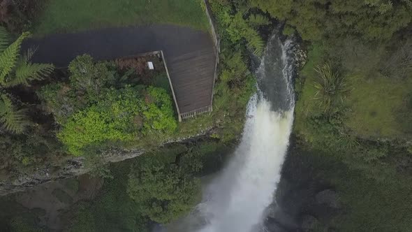 Top-down view of spectacular waterfall