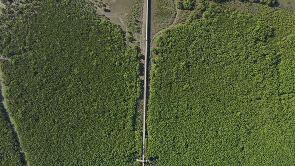 Aerial view of a pier along the river on St. Martin's island, Bangladesh. alt