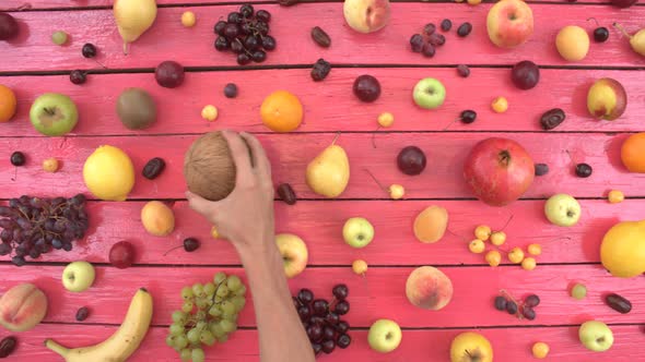 Fruits on Pink Ecological Background