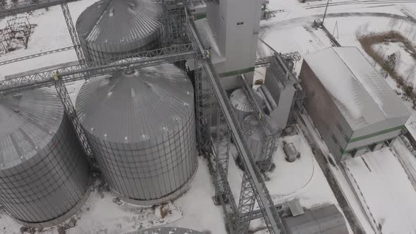 Rotation Aerial View Buildings Of The Feed Elevator Complex alt
