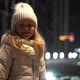 Beautiful Portrait of a Blonde Girl on a Christmas Decorated Street in Winter - VideoHive Item for Sale