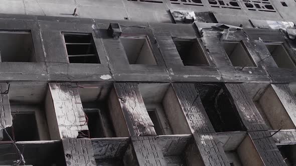 Vertical Video of Borodyanka Ukraine  Destroyed Building During the War alt