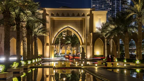 Entrance of Hotels Offices and Souk Near Burj Khalifa the Tallest Building in the World Timelapse alt
