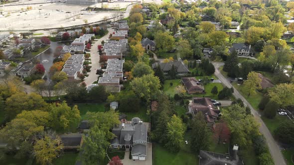 Aerial view of residential neighborhood in Northfield, Illinois