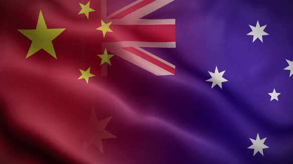 China Australia Flag Loop Background 4K