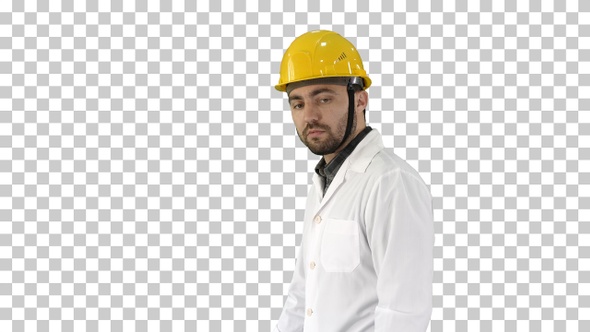 Unhappy Construction Site Engineer Talking and Walking Alpha alt