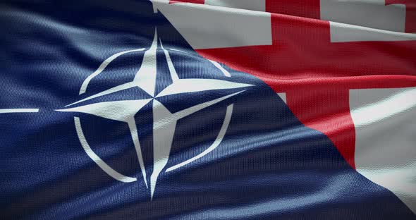 Georgia and NATO waving flag looped animation alt