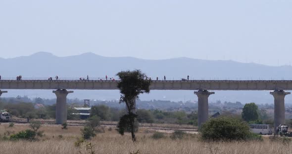 construction of the high speed train line in Kenya Nairobi Park, Real Time 4K alt