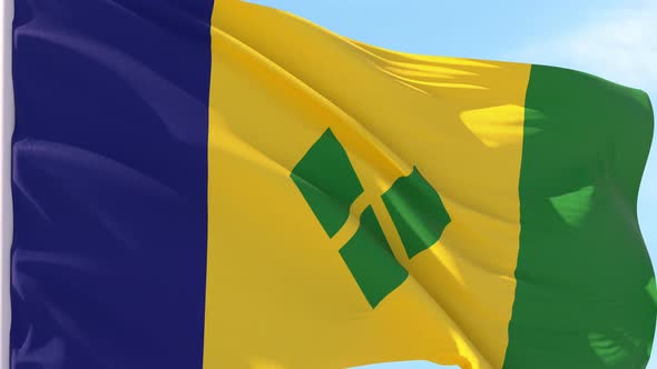 Saint Vincent and the Grenadines Flag Looping Background