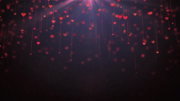 Heart Raining for Valentines Day with Light 