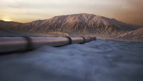 Pipeline in the mountain valley. Gas or crude oil transportation system. 4K HD alt
