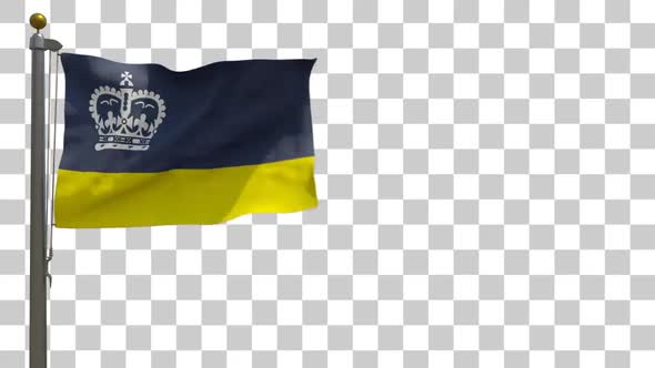Regina City Flag (Saskatchewan, Canada) on Flagpole with Alpha Channel - 4K alt