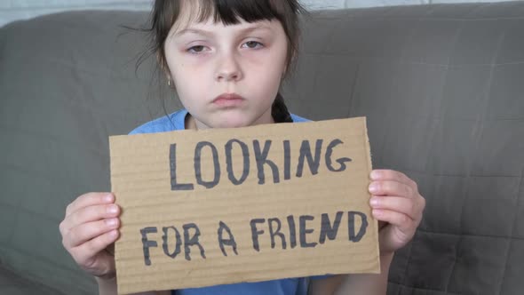 Stressed child look for friend.  alt