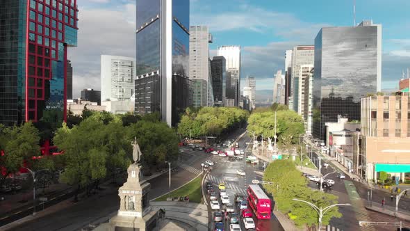 Paseo de la Reforma, in Mexico City, During Sunrise
