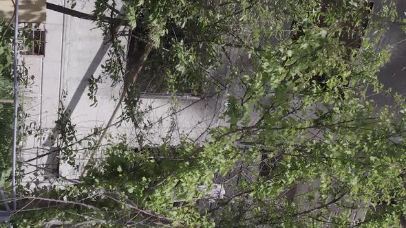 Vertical Video of Borodyanka Ukraine  Destroyed Building During the War alt