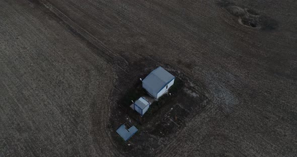 Cabin In The Field Aerial View 