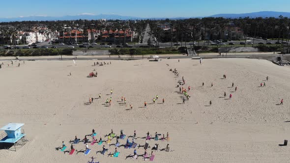 Flying Towards A Beach Football Game 4 K