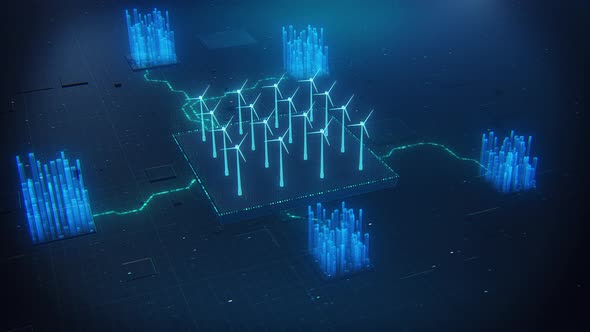 Smart Futuristic City Powered By Wind Turbines Generates Green Renewable Energy alt