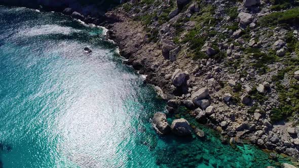 Flight Over Beautiful Seashore at Mallorca