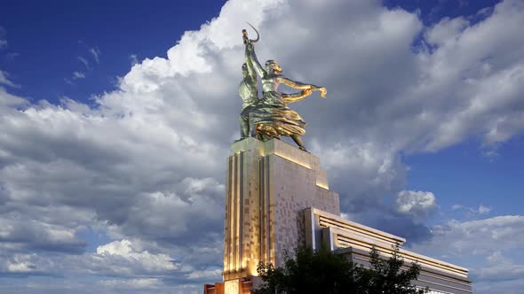 Famous soviet monument Rabochiy i Kolkhoznitsa, Moscow, Russia. Made of in 1937