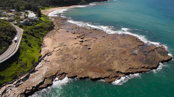 In the Frame Is an Australian Landmark. A Beautiful View of the Mountains and the Ocean. A Winding alt