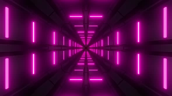 4k Geometric Pink Neon Tunnel