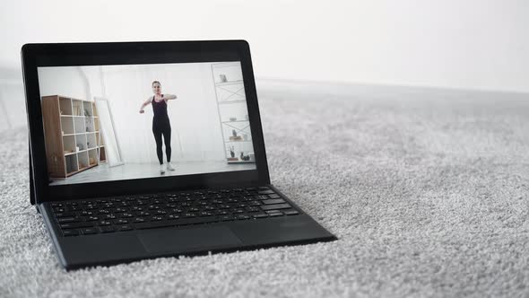 Online Training Female Couch Home Sport Video alt